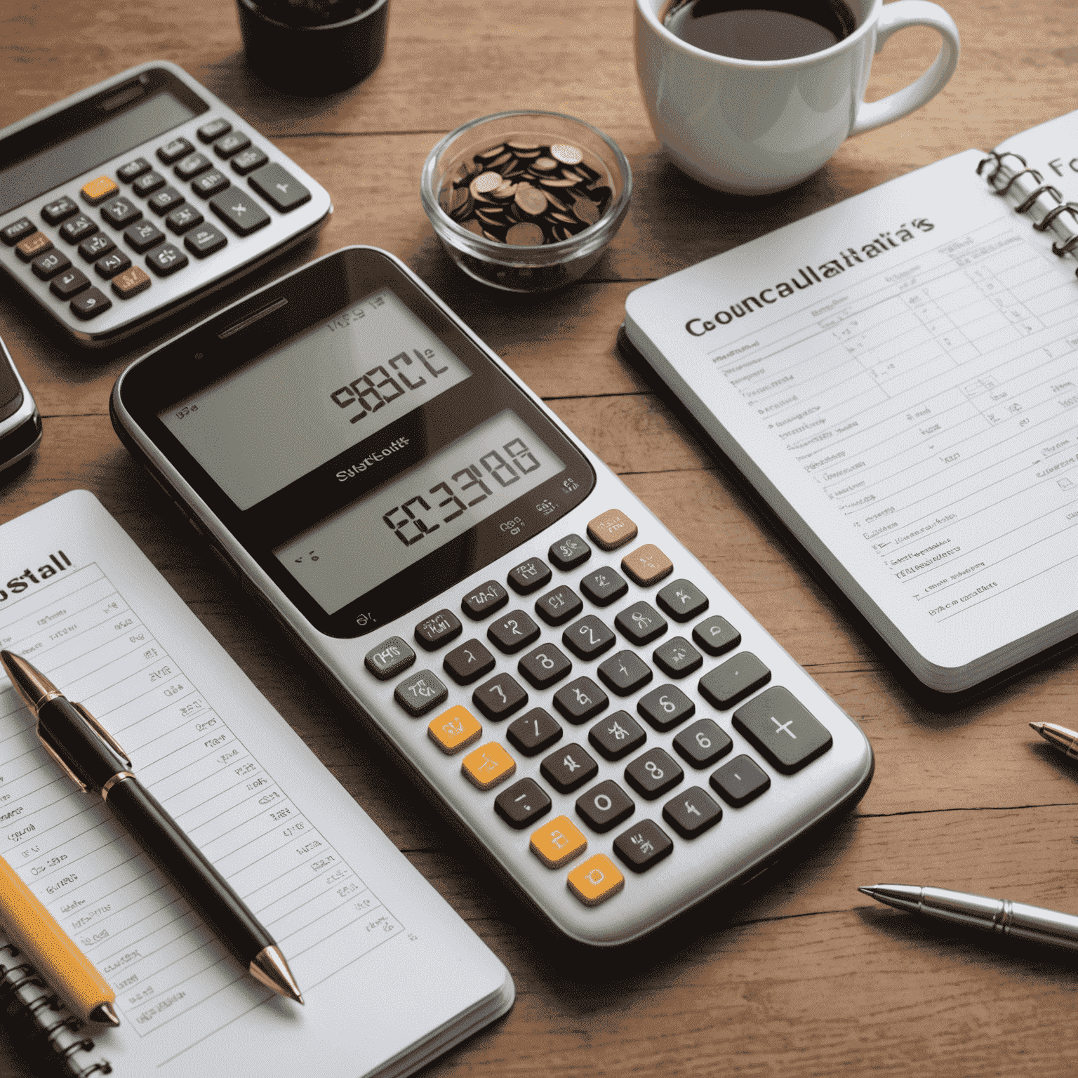 A smartphone displaying various financial calculators and planning tools