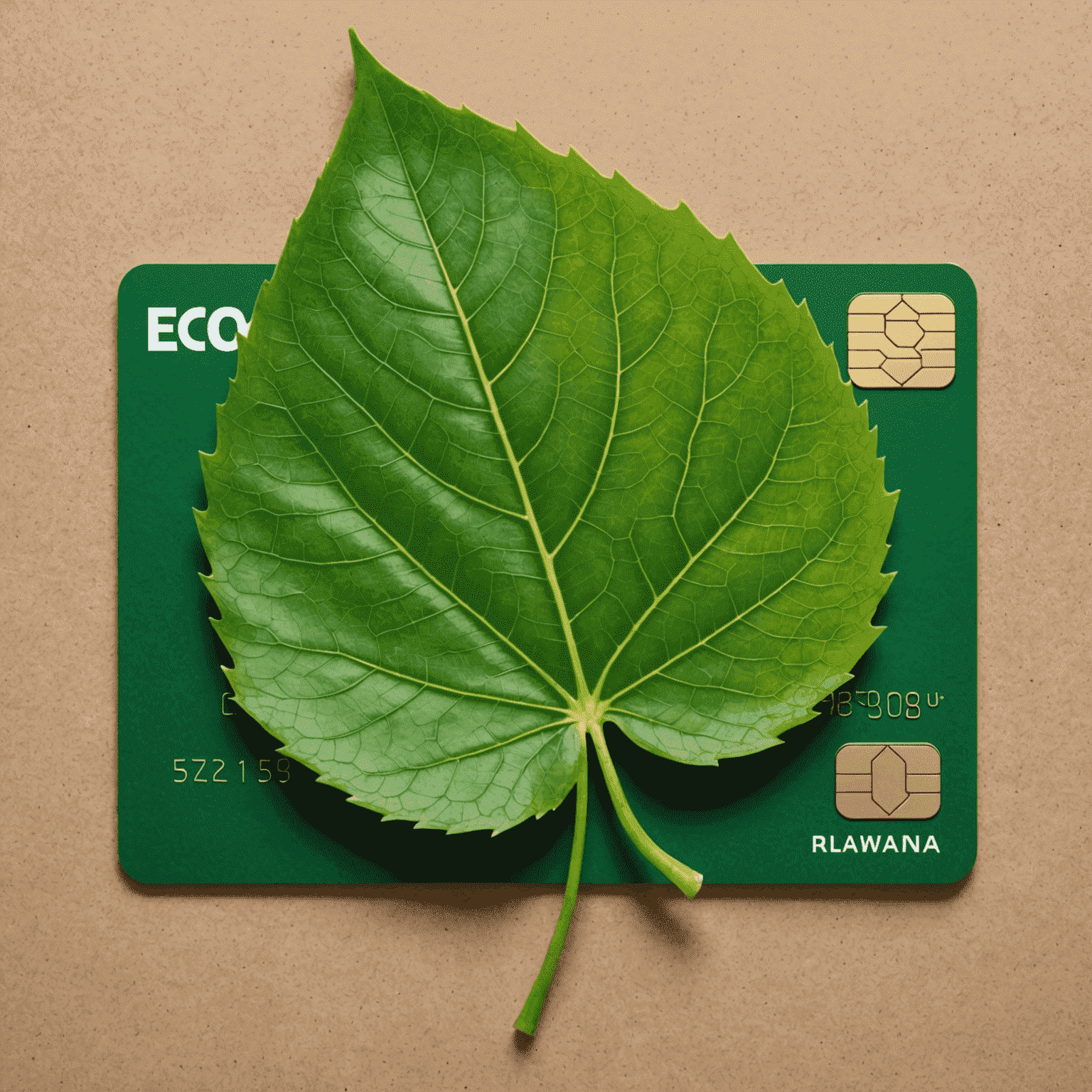 An image of a green leaf superimposed on a credit card, symbolizing eco-friendly banking practices and sustainable finance initiatives